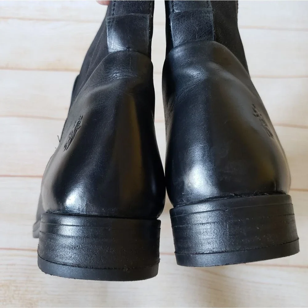 FLY London Leather Suede Calf Boots Round Toe Black Women's Size 37